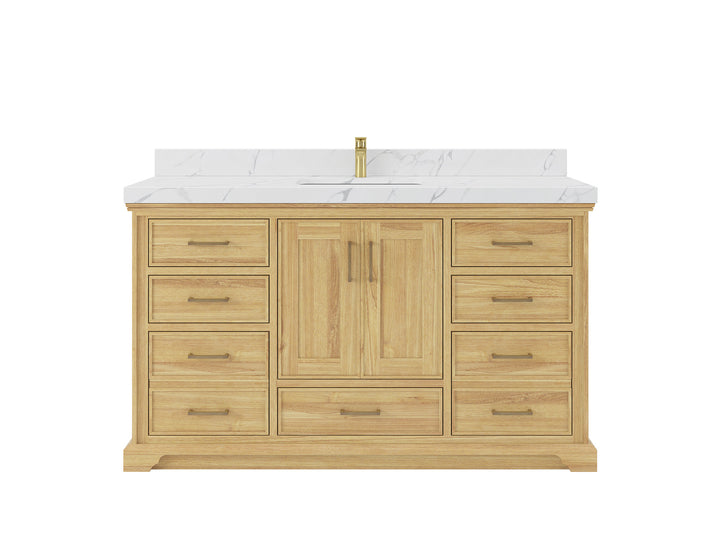 Charlotte 60 in. W x 22 in. D Single Sink Bathroom Teak Wood Vanity - photo 1