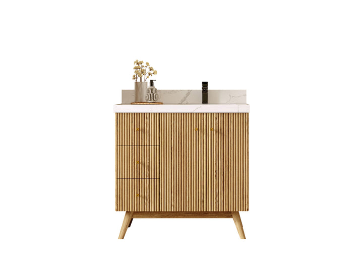 Pasadena White Oak 36 in. W x 22 in. D Right Offset Sink Bathroom Vanity - photo 1