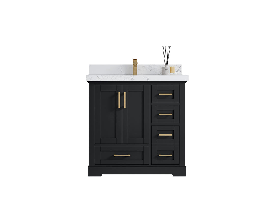 Boston 36 in. W x 22 in. D Single Sink Bathroom Vanity in Wrought Iron with Countertop - Clear View