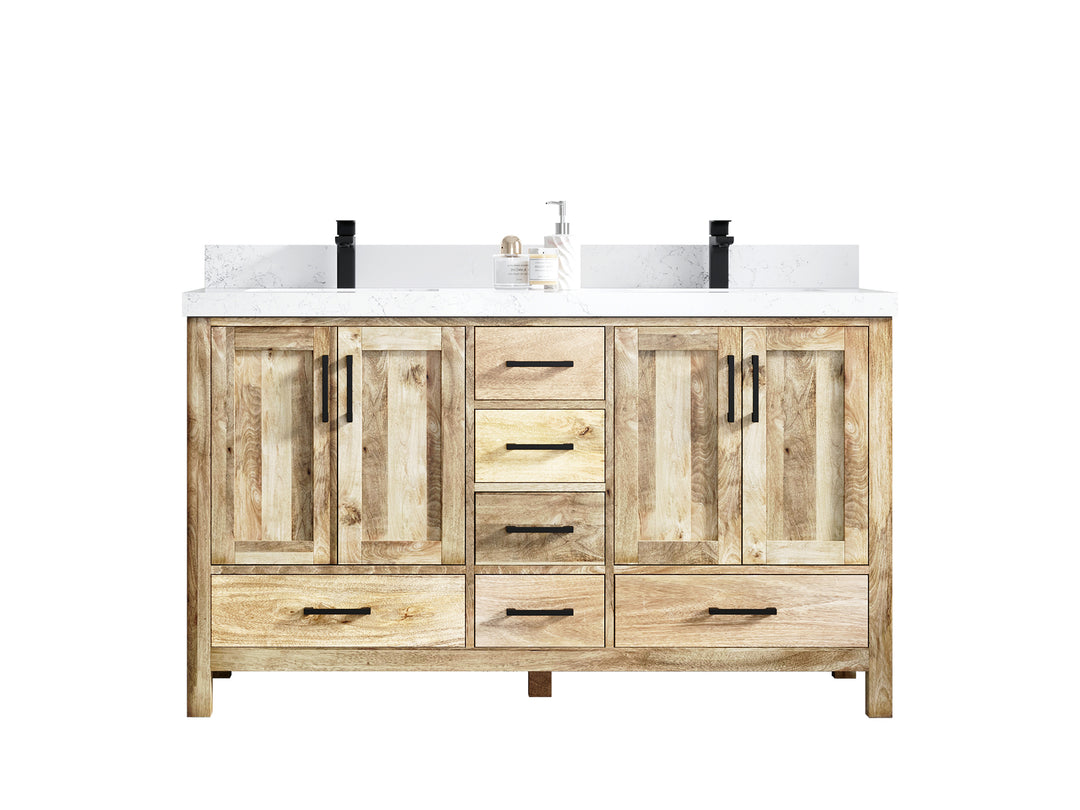 Malibu Mango Wood 60 in. W x 22 in. D Double Sink Bathroom Vanity