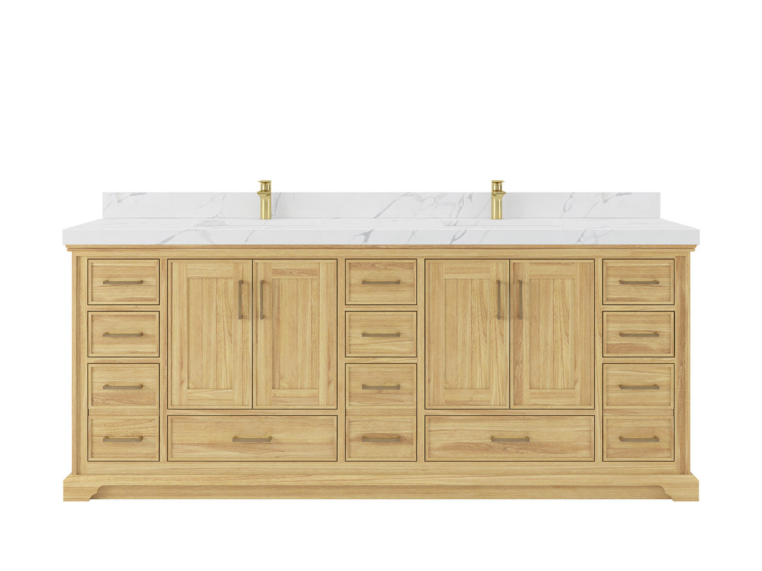 Charlotte 84 in. W x 22 in. D Double Sink Bathroom Teak Wood Vanity