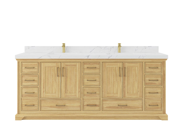 Charlotte 84 in. W x 22 in. D Double Sink Bathroom Teak Wood Vanity - photo 1