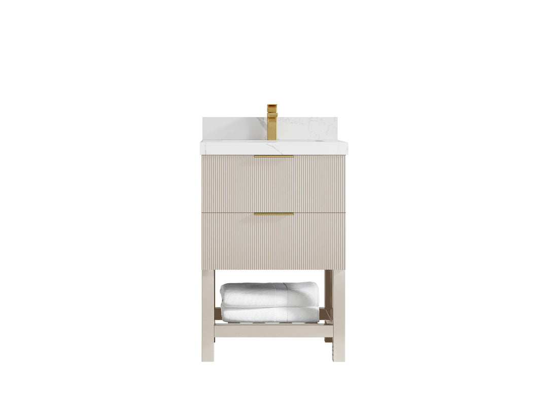 Catalina 24 in. W x 22 in. D Single Sink Bathroom Vanity in Fine Grain with Countertop- Clear View
