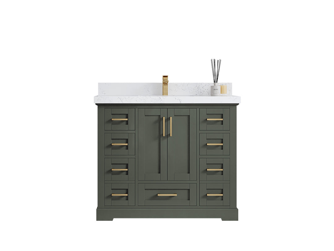 Boston 42 in. W x 22 in. D Single Sink Bathroom Vanity in Pewter Green with Countertop - Clear View