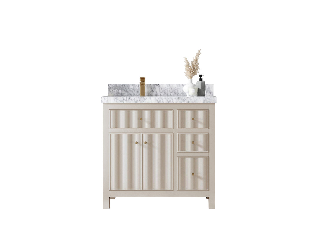 Sonoma 36 in. W x 22 in. D Left Offset Sink Bathroom Vanity in Fine Grain with countertop
