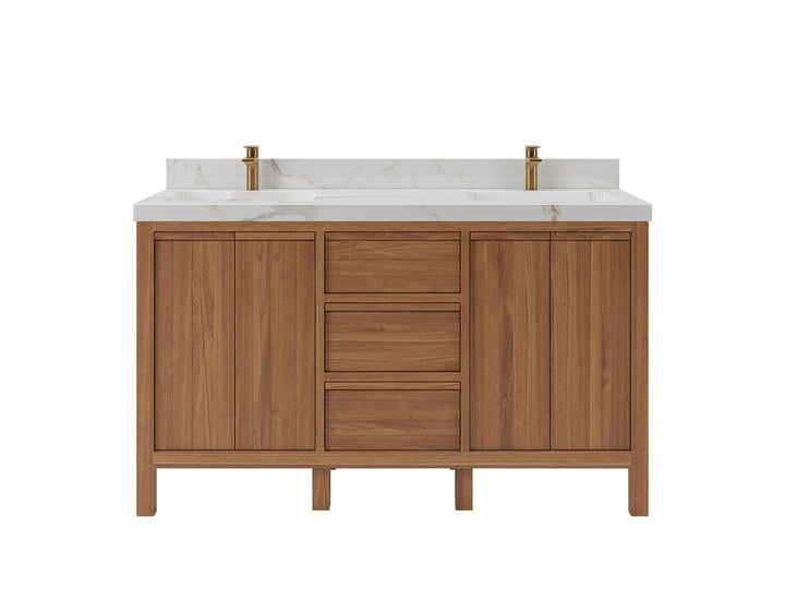 Elizabeth Teak Wood 60 in. W x 22 in. D Double Sink Bathroom Vanity - photo 1