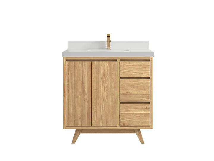 Madison Teak Wood 36 in. W x 22 in. D Center Sink Bathroom Vanity - photo 1
