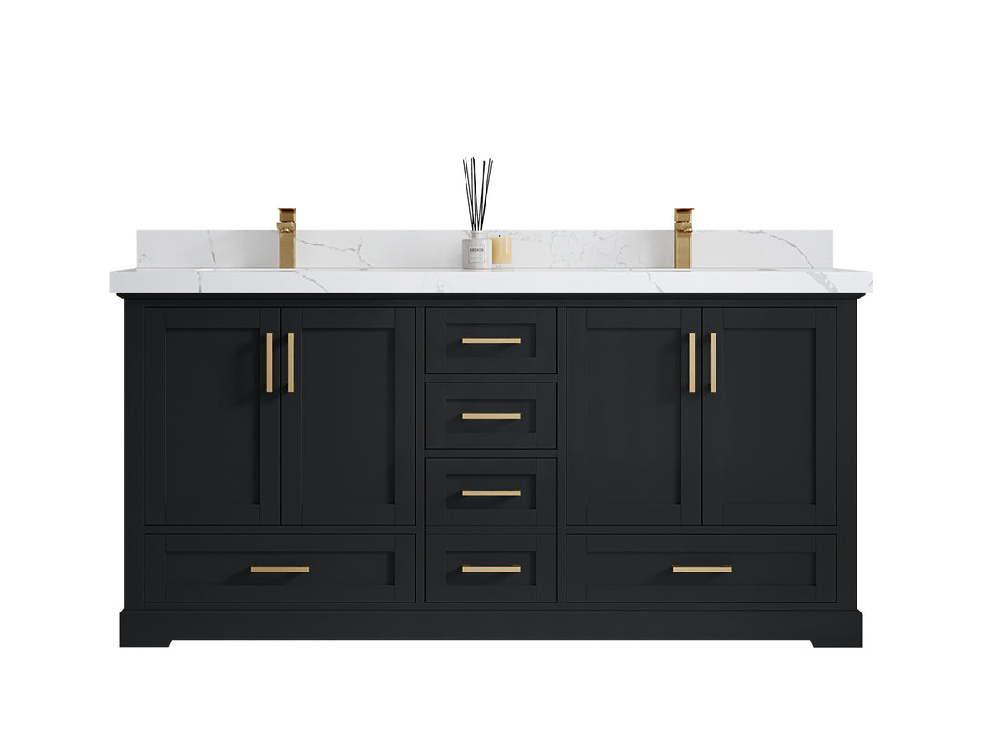Boston 72 in. W x 22 in. D Double Sink Bathroom Vanity in Wrought Iron with Countertop - Clear View