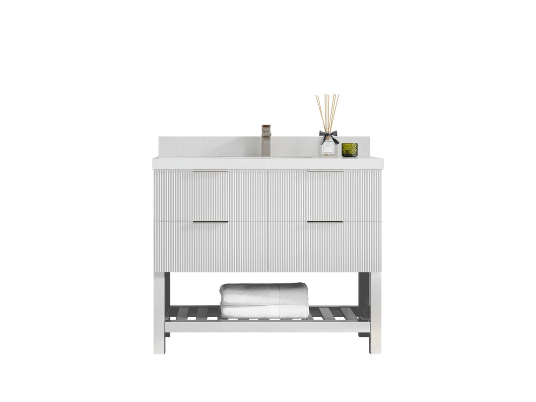 Catalina 42 in. W x 22 in. D Double Sink Bathroom Vanity in White with Countertop - Clear View