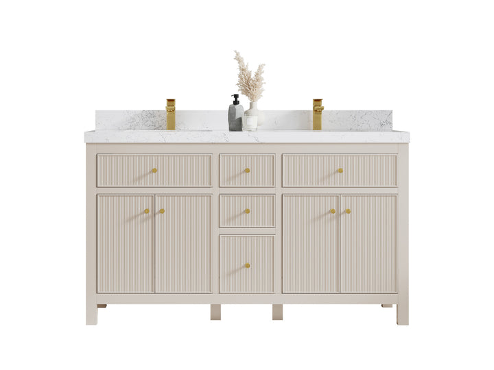 Sonoma 60 in W x 22 in D Free Standing Reeded Double Sink Bathroom Vanity - photo 1