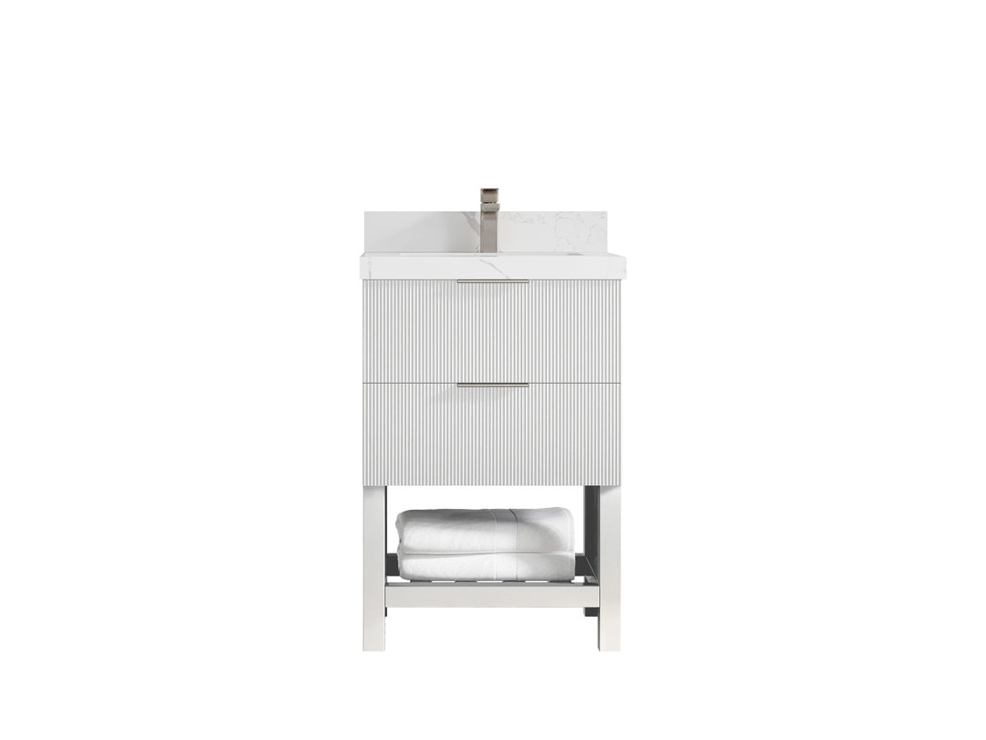 Catalina 24 in. W x 22 in. D Single Sink Bathroom Vanity in White with Countertop- Clear View