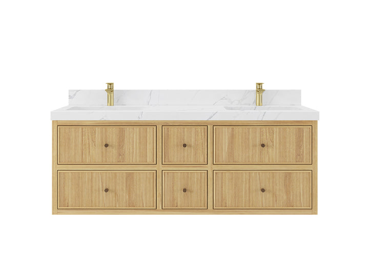 Sonoma Floating Teak 60 in. W x 22 in. D Double Sink Bathroom Vanity - photo 1