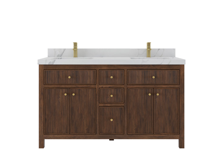 Sonoma Teak Wood 60 in. W x 22 in. D Double Sink Bathroom Vanity - photo 1