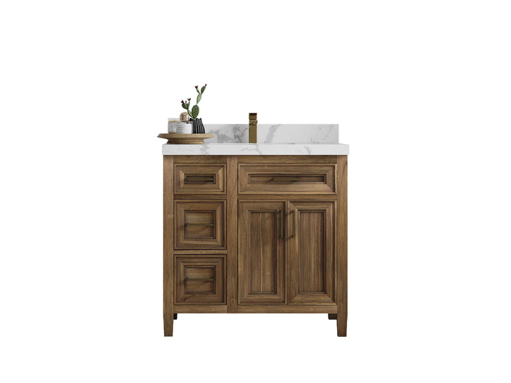 Santa Monica Teak Wood 36 in. W x 22 in. D Center Sink Bathroom Vanity - photo 1