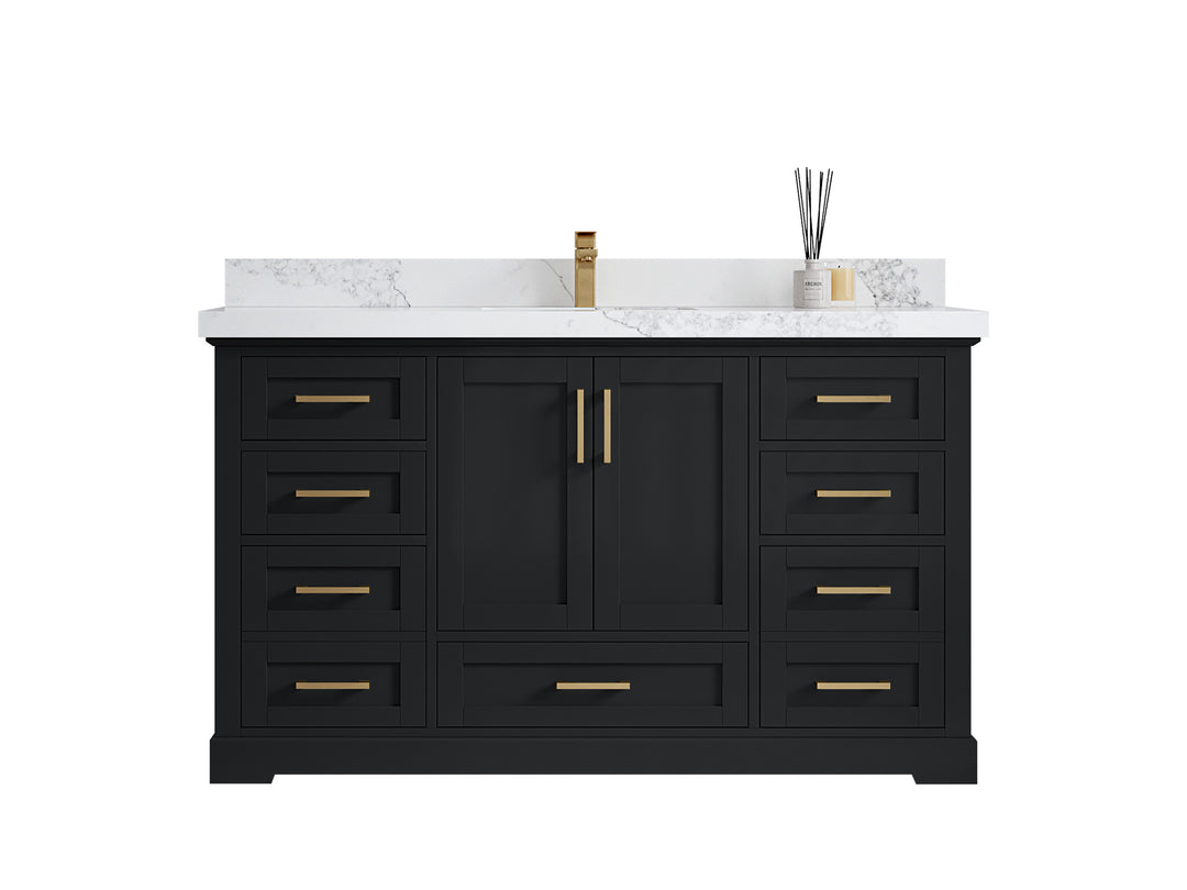 Boston 60 in. W x 22 in. D Single Sink Bathroom Vanity in Wrought Iron with Countertop - Clear View