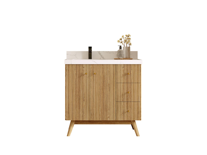 Pasadena White Oak 36 in. W x 22 in. D Left Offset Sink Bathroom Vanity - photo 1