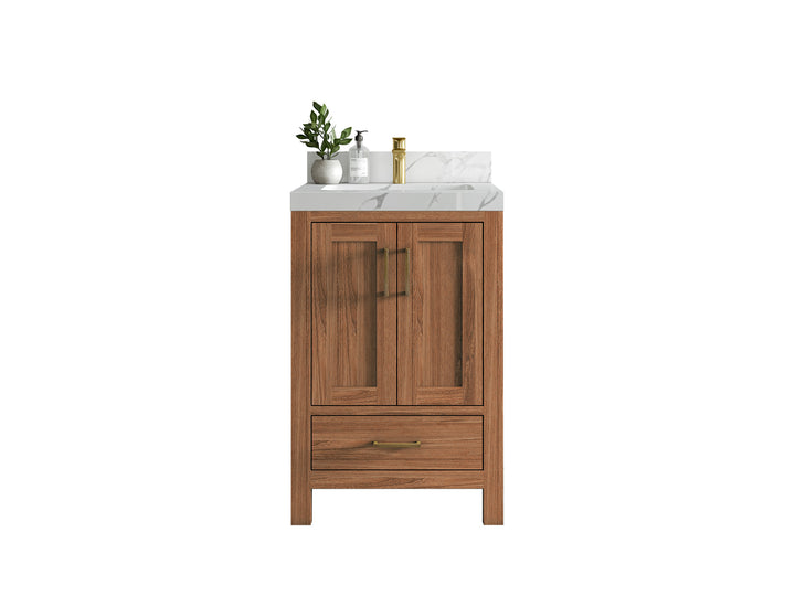 Malibu Teak Wood 24 in. W x 22 in. D Single Sink Bathroom Vanity - photo 1