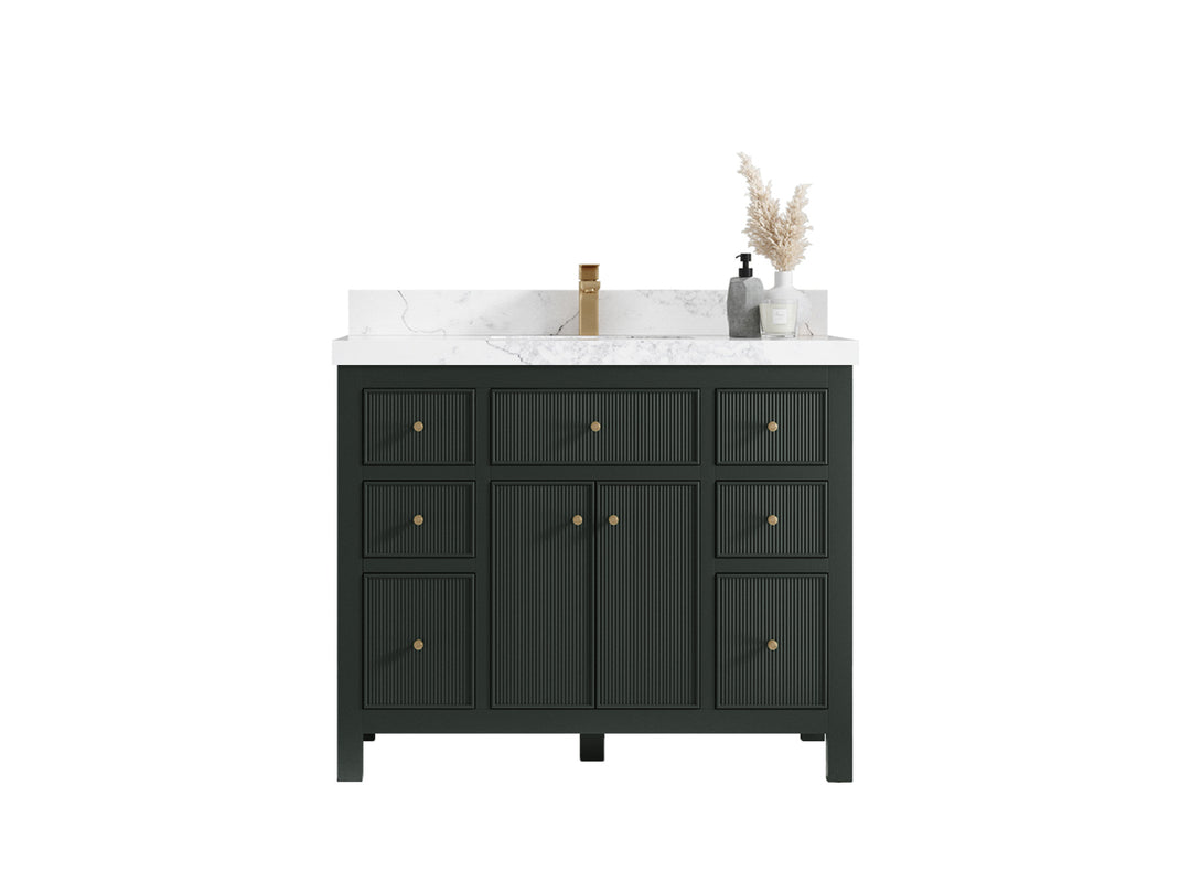 Sonoma 42 in. W x 22 in. D Single Sink Bathroom Vanity in Dark Forest Green with countertop