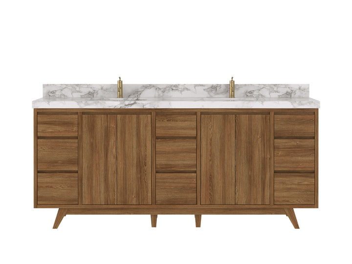Madison Teak Wood 80 in. W x 22 in. D Double Sink Bathroom Vanity - photo 1