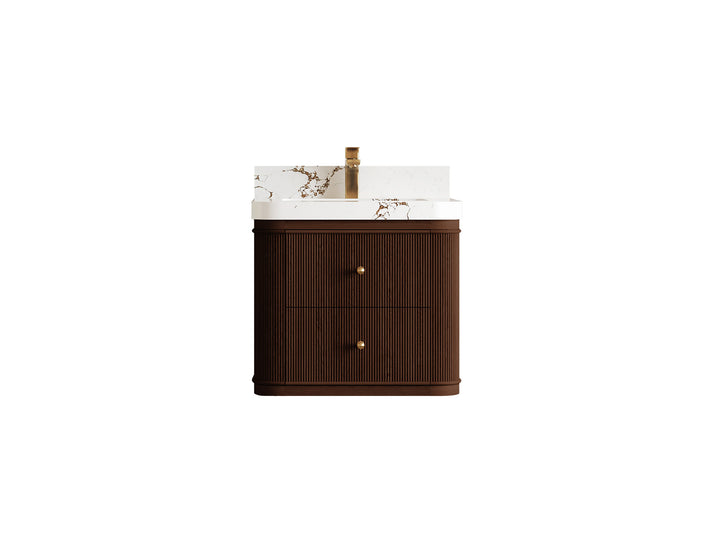 Hampton Floating Teak 24 in. W x 22 in. D Single Sink Bathroom Vanity (Dark Walnut) - photo 1