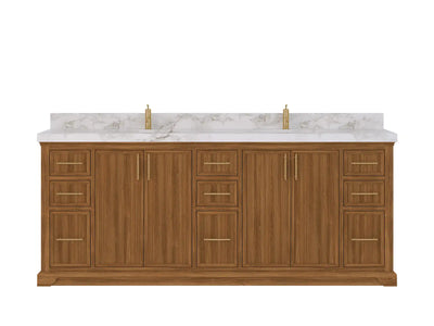 Alys Teak Wood 84 in. W x 22 in. D Double Sink Bathroom Vanity