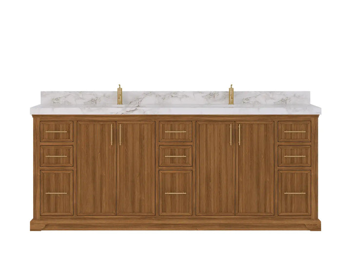 Alys Teak Wood 84 in. W x 22 in. D Double Sink Bathroom Vanity - photo 1