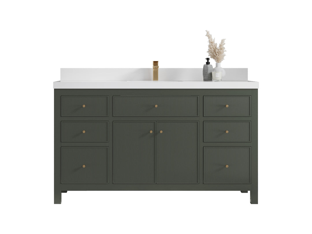 Sonoma 60 in W x 22 in D Free Standing Reeded Single Sink Bathroom Vanity