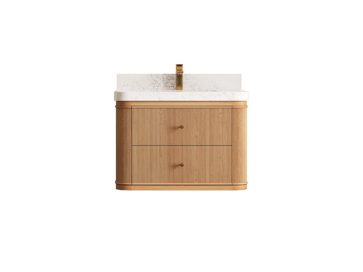 Hampton Floating White Oak 30 in. W x 22 in. D Single Sink Bathroom Vanity - photo 1