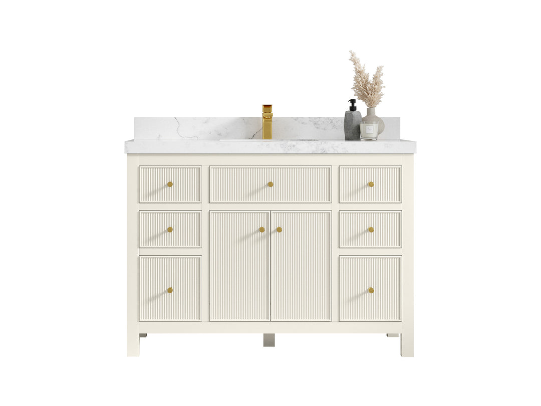 Sonoma 48 in. W x 22 in. D Single Sink Bathroom Vanity in Alabaster with countertop