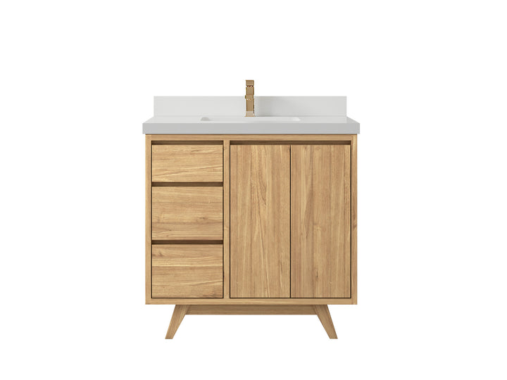 Madison Teak Wood 36" W x 22" D Center Sink Vanity – Perfect for a Modern Bathroom - photo 1