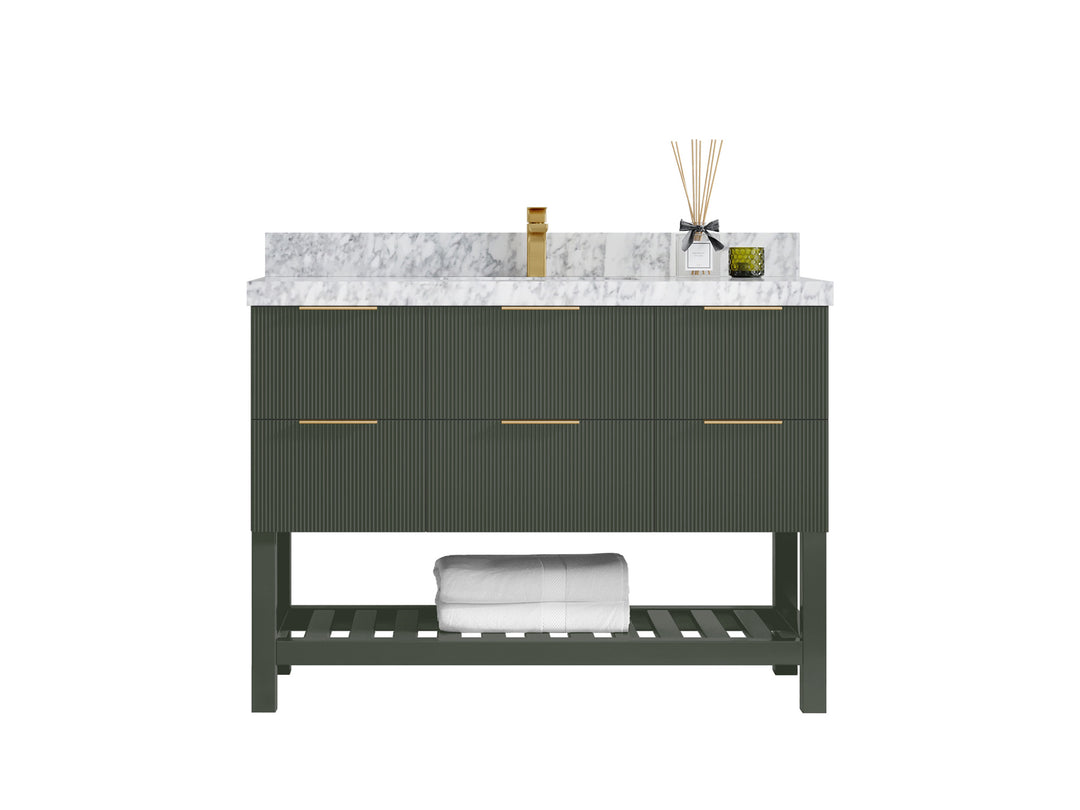 Catalina 48 in. W x 22 in. D Single Sink Bathroom Vanity in Pewter Green with Countertop - Clear View