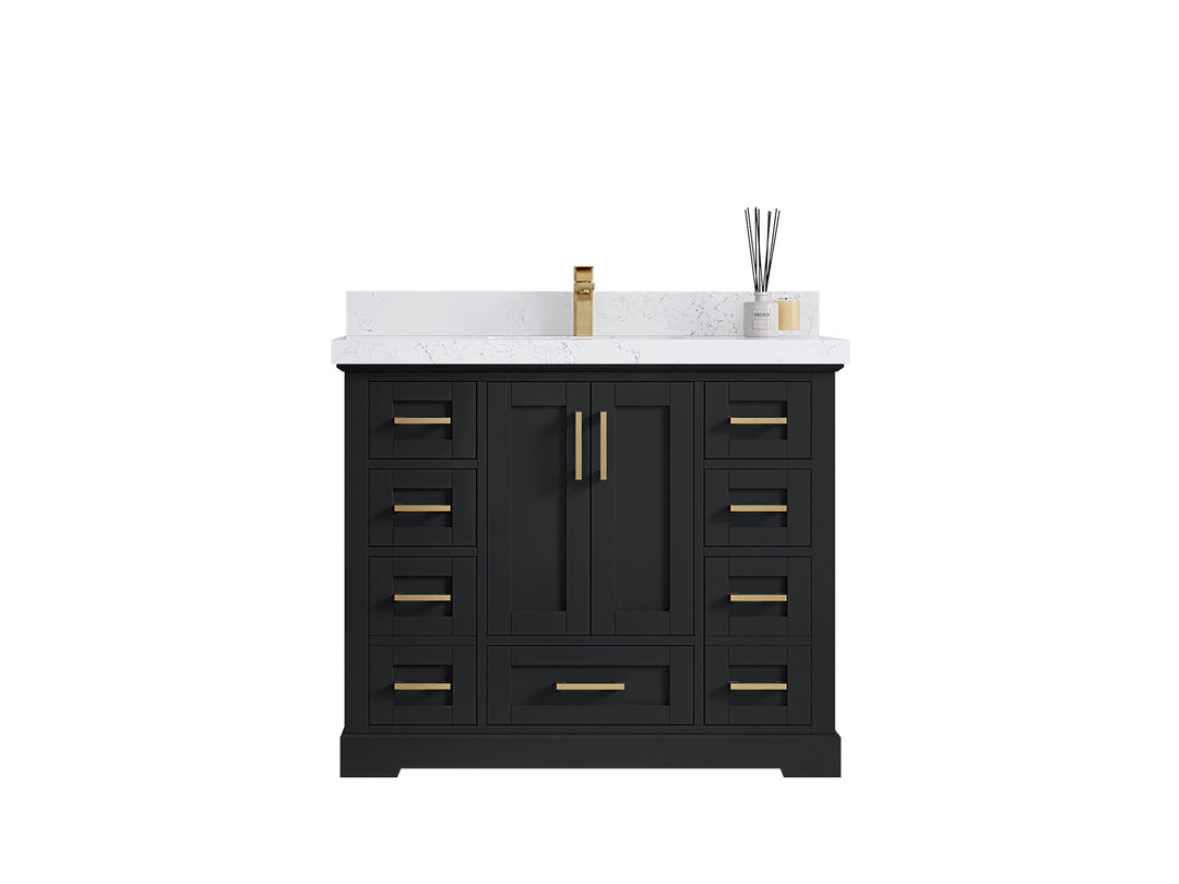 Boston 42 in. W x 22 in. D Single Sink Bathroom Vanity in Wrought Iron with Countertop - Clear View