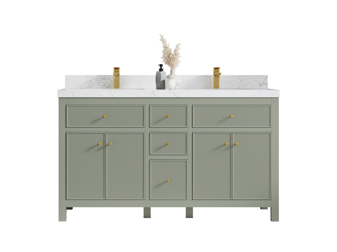 Sonoma 60 in W x 22 in D Free Standing Reeded Double Sink Bathroom Vanity