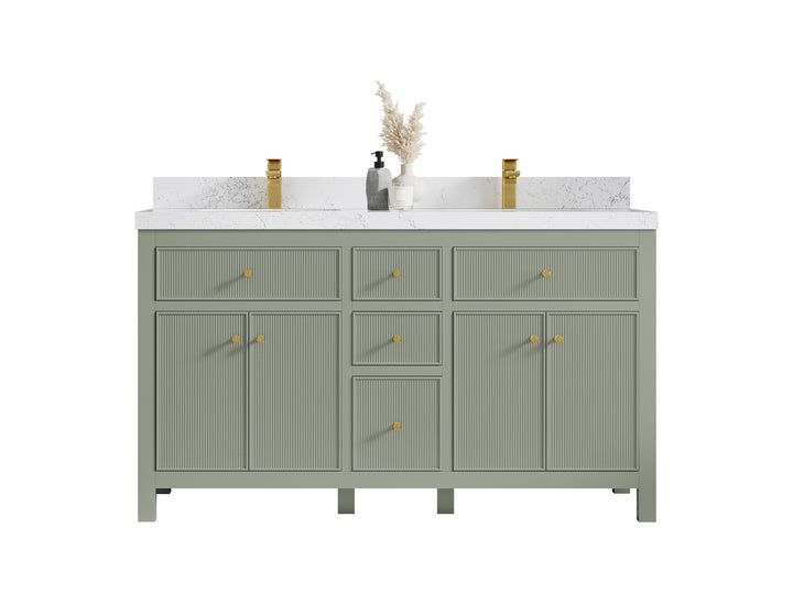 Sonoma 60 in W x 22 in D Free Standing Reeded Double Sink Bathroom Vanity - photo 1