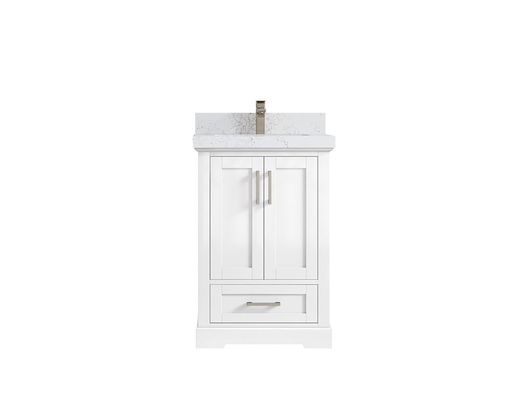 Boston 24 in. W x 22 in. D Single Sink Bathroom Vanity in White with Countertop - Clear View