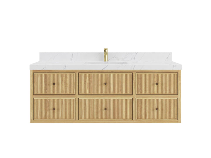 Sonoma Floating Teak 60 in. W x 22 in. D Single Sink Bathroom Vanity - photo 1