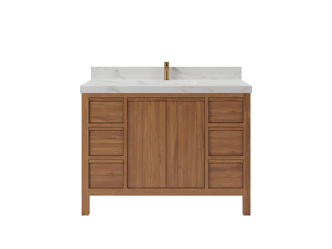 Elizabeth Teak 48 in. W x 22 in. D Single Sink Bathroom Vanity in Dark Natural with Countertop - Clear View
