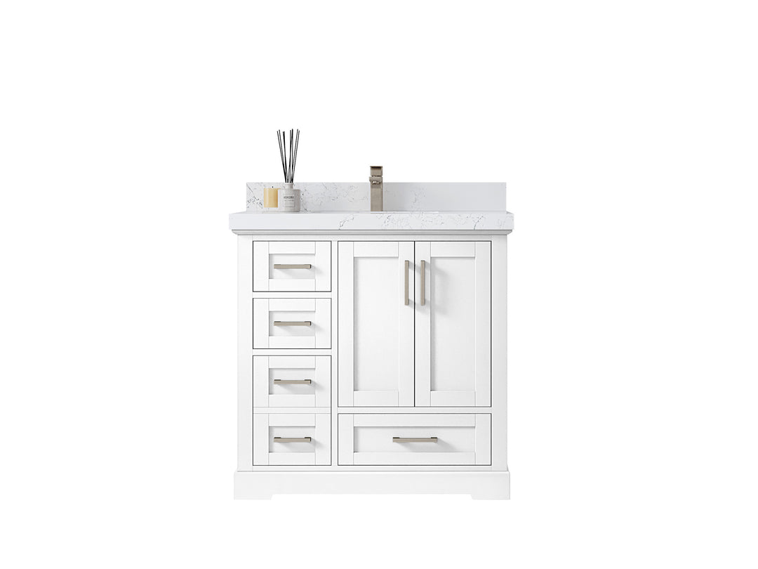 Boston 36 in. W x 22 in. D Single Sink Bathroom Vanity in White with Countertop - Clear View