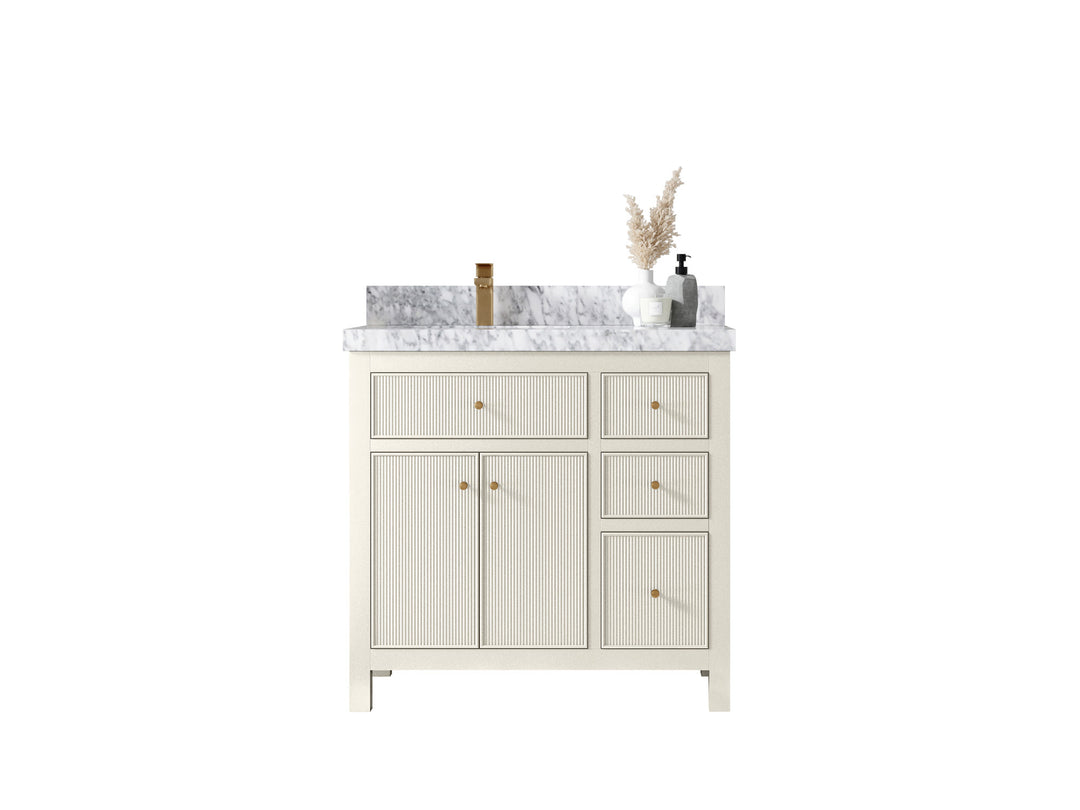 Sonoma 36 in. W x 22 in. D Left Offset Sink Bathroom Vanity in Alabaster with countertop