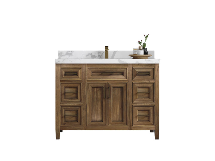 Santa Monica Teak Wood 48 in. W x 22 in. D Single Sink Bathroom Vanity - photo 1