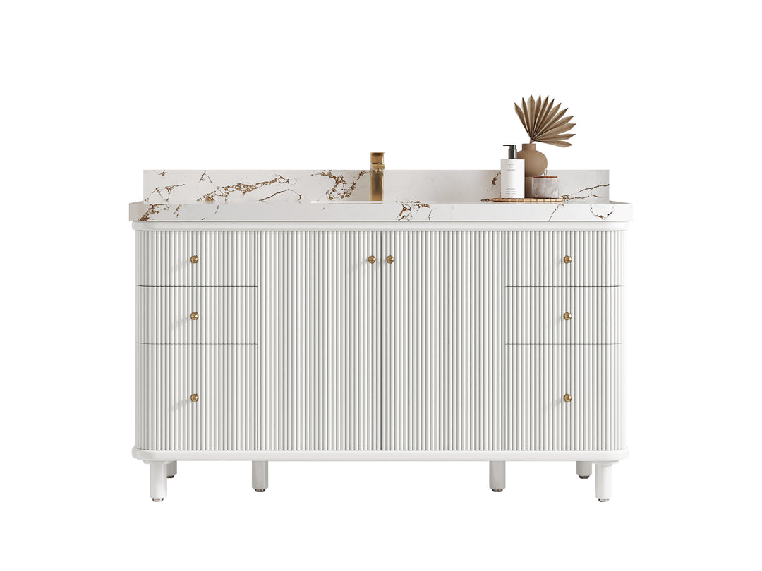 Miami 60 in. W x 22 in. D Single Sink Bathroom Vanity in White with Countertop - Clear View