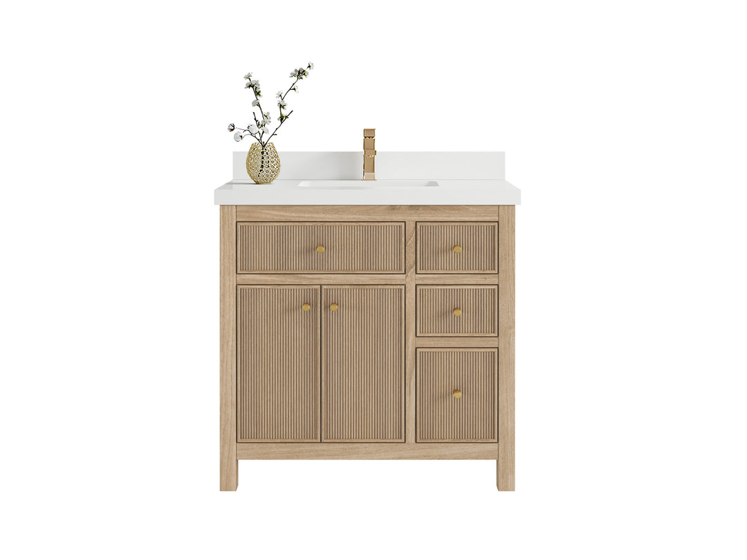 Sonoma Teak Wood 36 in. W x 22 in. D Center Sink Bathroom Vanity