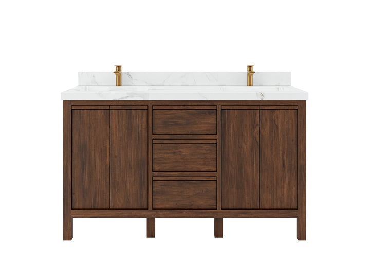 Elizabeth Teak Wood 60 in. W x 22 in. D Double Sink Bathroom Vanity - photo 1