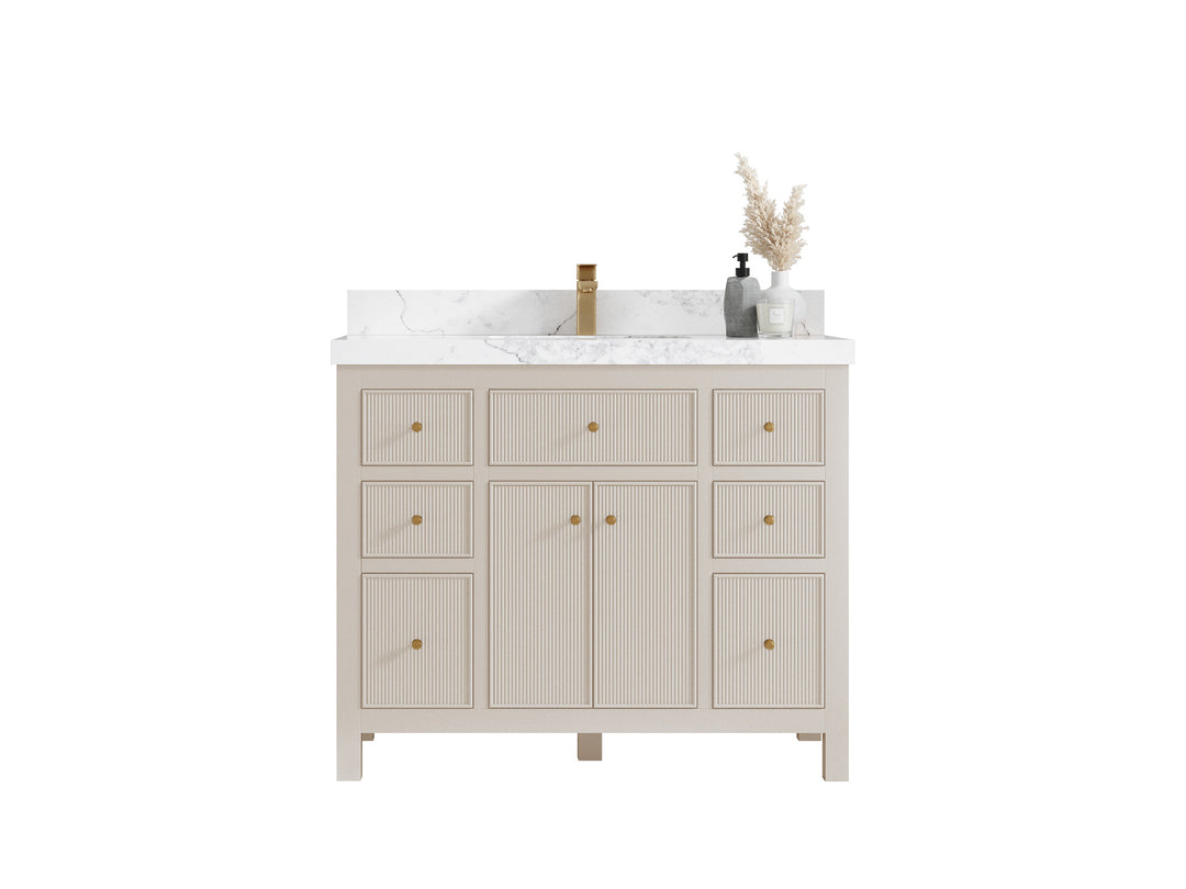 Sonoma 42 in. W x 22 in. D Single Sink Bathroom Vanity in Fine Grain with countertop