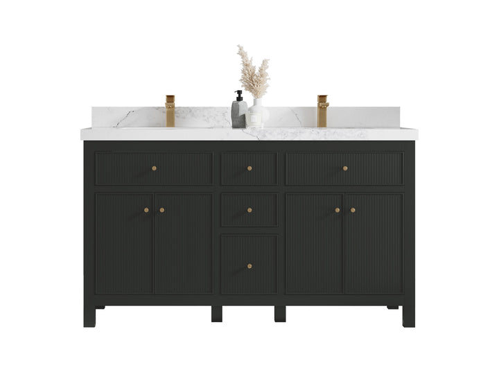 Sonoma 60 in W x 22 in D Free Standing Reeded Double Sink Bathroom Vanity - photo 1