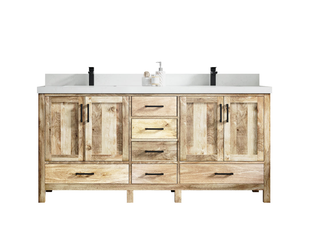 Malibu Mango Wood 72 in. W x 22 in. D Double Sink Bathroom Vanity