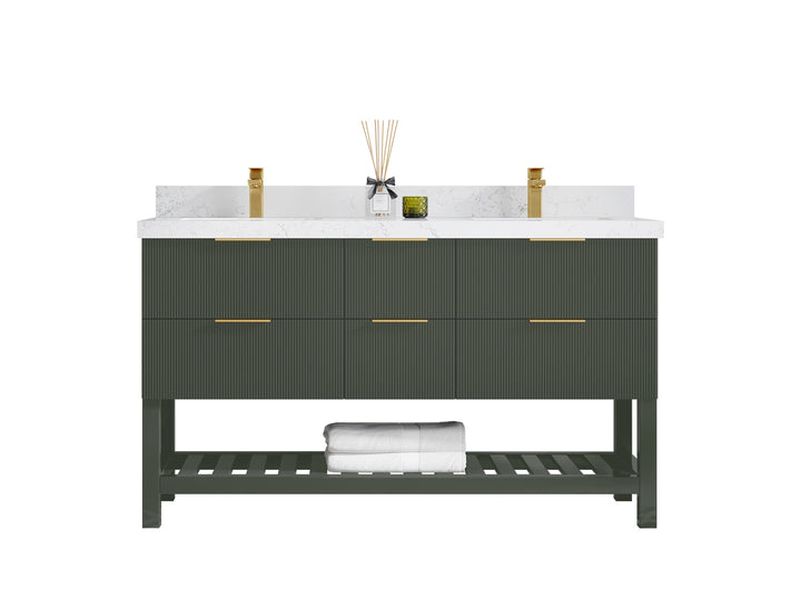 Catalina 60 in W x 22 in D Free Standing Reeded Double Sink Bathroom Vanity - photo 1