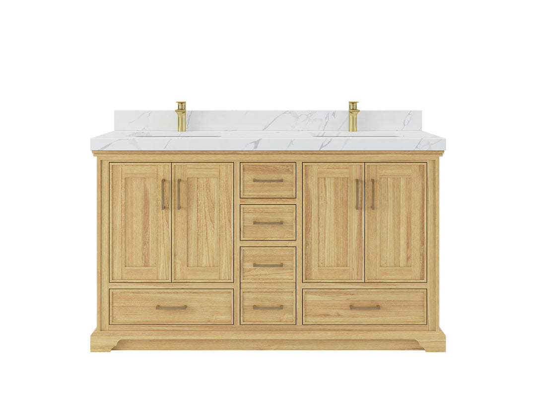 Charlotte 60 in. W x 22 in. D Double Sink Bathroom Teak Wood Vanity