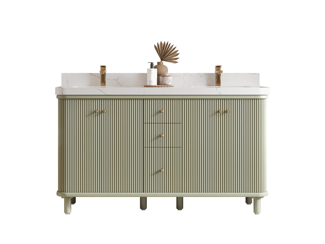 Miami 60 in. W x 22 in. D Double Sink Bathroom Vanity in Evergreen with Countertop - Clear View