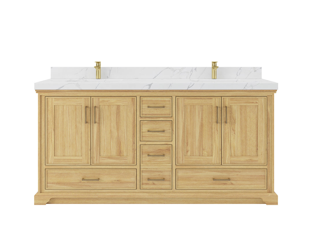 Charlotte 72 in. W x 22 in. D Double Sink Bathroom Teak Wood Vanity